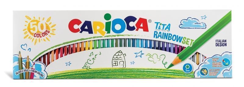 Carioca Tita Rainbow Set Pack de 50 Lapices Hexagonales de Colores