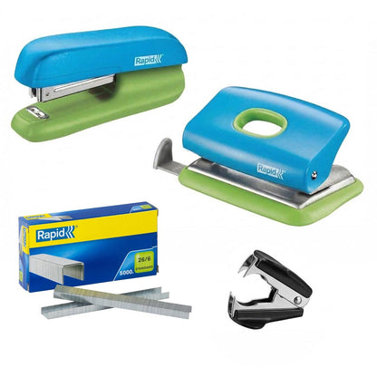 Kit Rapid - Grapadora + perforadora + sacagrapas