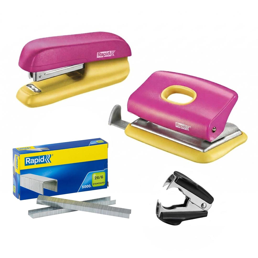 Kit Rapid - Grapadora + perforadora + sacagrapas