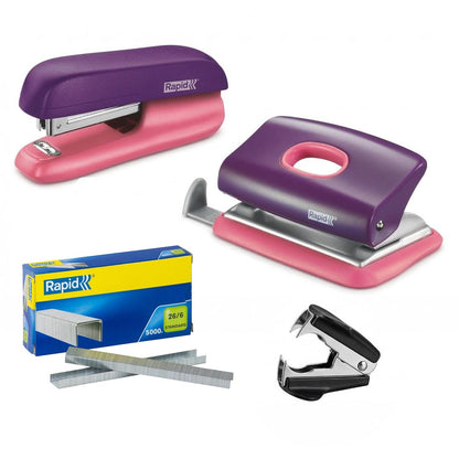 Kit Rapid - Grapadora + perforadora + sacagrapas